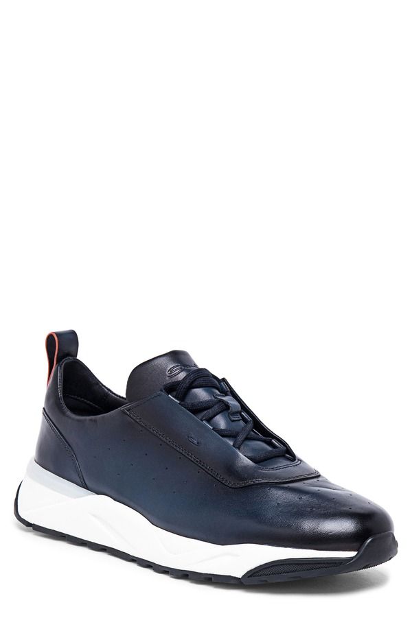 サントーニ メンズ シューズ スニーカー レザー Santoni Leather Sneaker Blue ブルー