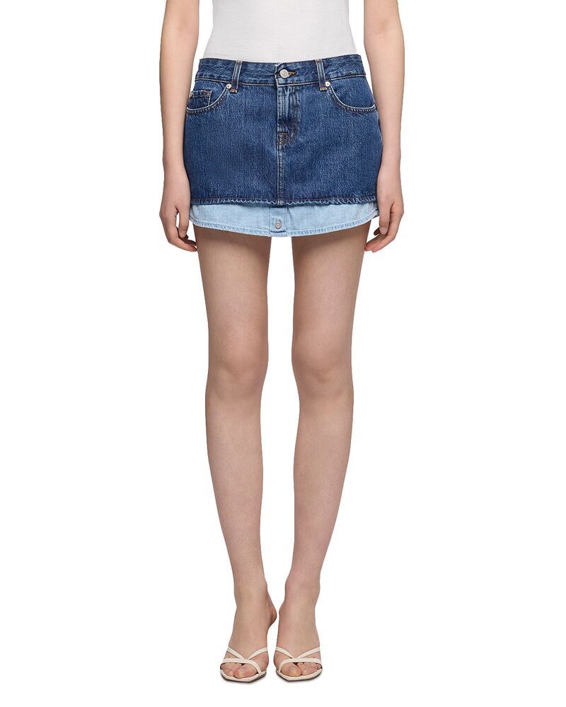 セブンフォーオールマンカインド レディース ボトムスカート デニム 7 For All Mankindouble Layer Cherry Denim Skirt in Shadow デニム