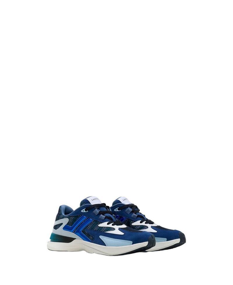 ランバン メンズ シューズ スニーカー メッシュ トール レザー Lanvin Unisex JLA Sneakers in Mesh and Metallic Leather Dark BlueLi