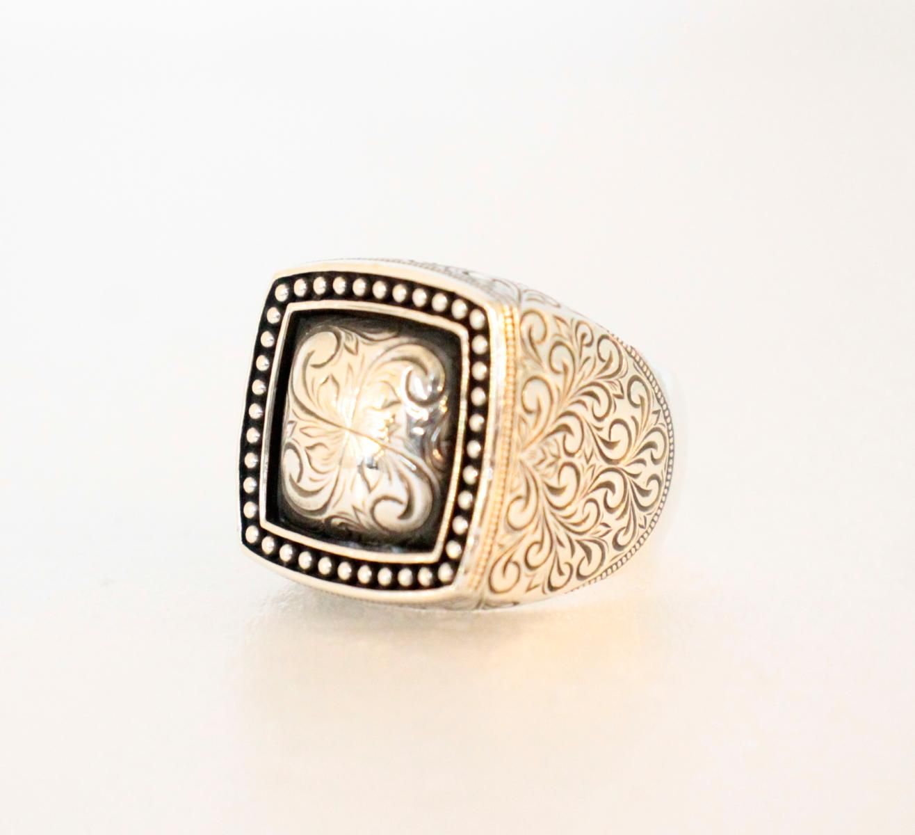 【中古】 メンズリング 指輪 18号 ANTIDOTE BUYERS CLUB/Engraved Mafia Ring/リング/18号/銀 シルバー
