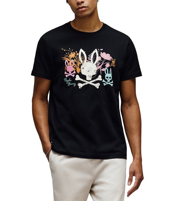 サイコバニー メンズ トップス シャツ グラフィック Psycho Bunny Santino Short Sleeve Graphic TShirt Black ブラック