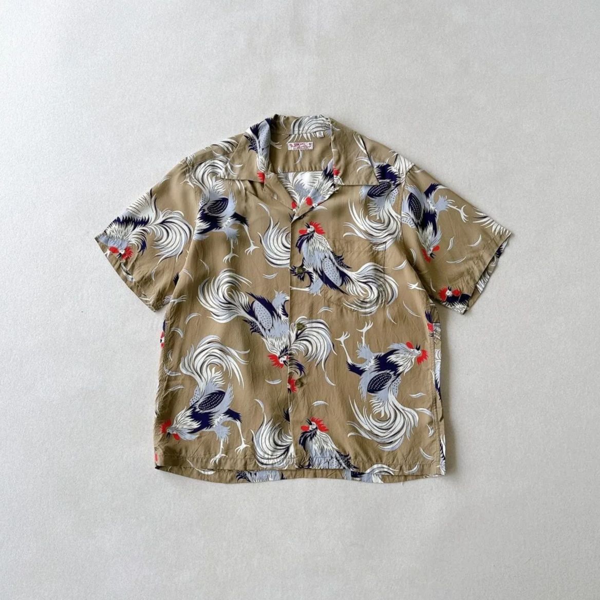 SUN SURF サンサーフ アロハシャツ SS32711 闘鶏 COCK FIGHTING S ベージュ 日本製 東洋エンタープライズ 希少 ヴィンテージ復刻 完売モデル