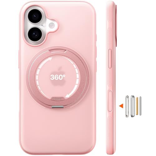 TORRAS iPhone 16 用 ケース カメラコントロールボタン付き【初夏トキメキタイム・多機能360度回転スタンド】 縦横両対応 マグネット搭載 MagSafe対応 米軍MIL規格耐衝撃 リング 指紋防止 黄変防止 レンズ保護 ドット模様 手持ち撮ry