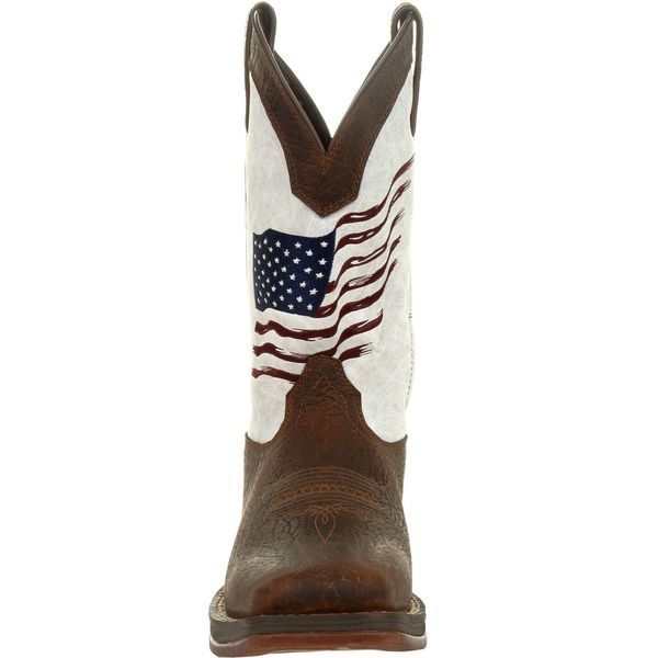 ドゥランゴ メンズ シューズ ブーツ・レインブーツ DURANGO Distressed Flag Embroidery Western Boot Bay Brown And White ホワイト