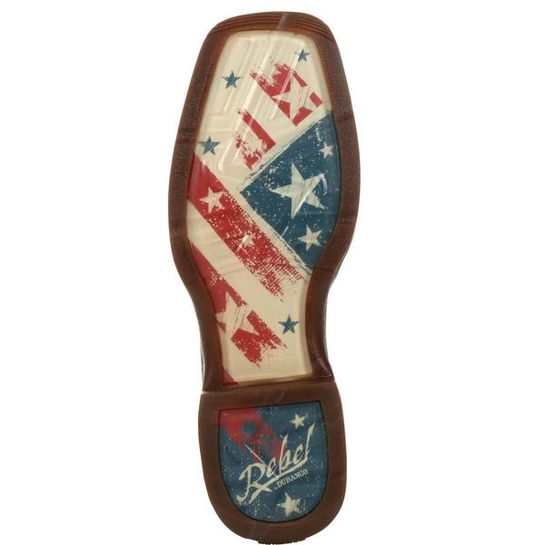 ドゥランゴ メンズ シューズ ブーツ・レインブーツ DURANGO Distressed Flag Embroidery Western Boot Bay Brown And White ホワイト