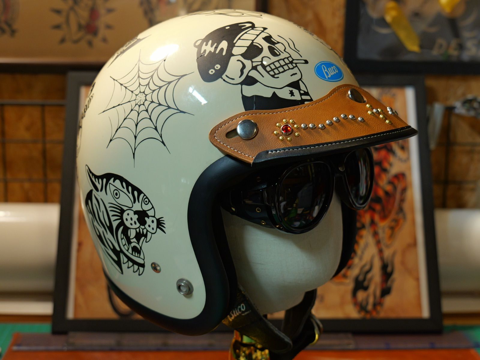 レザー　ヘルメット　バイザー　BUCO ブコ BELL ベル beetle レザー ヘルメット スタッズ バイザー BUCO ブコ BELL ベル tt&co