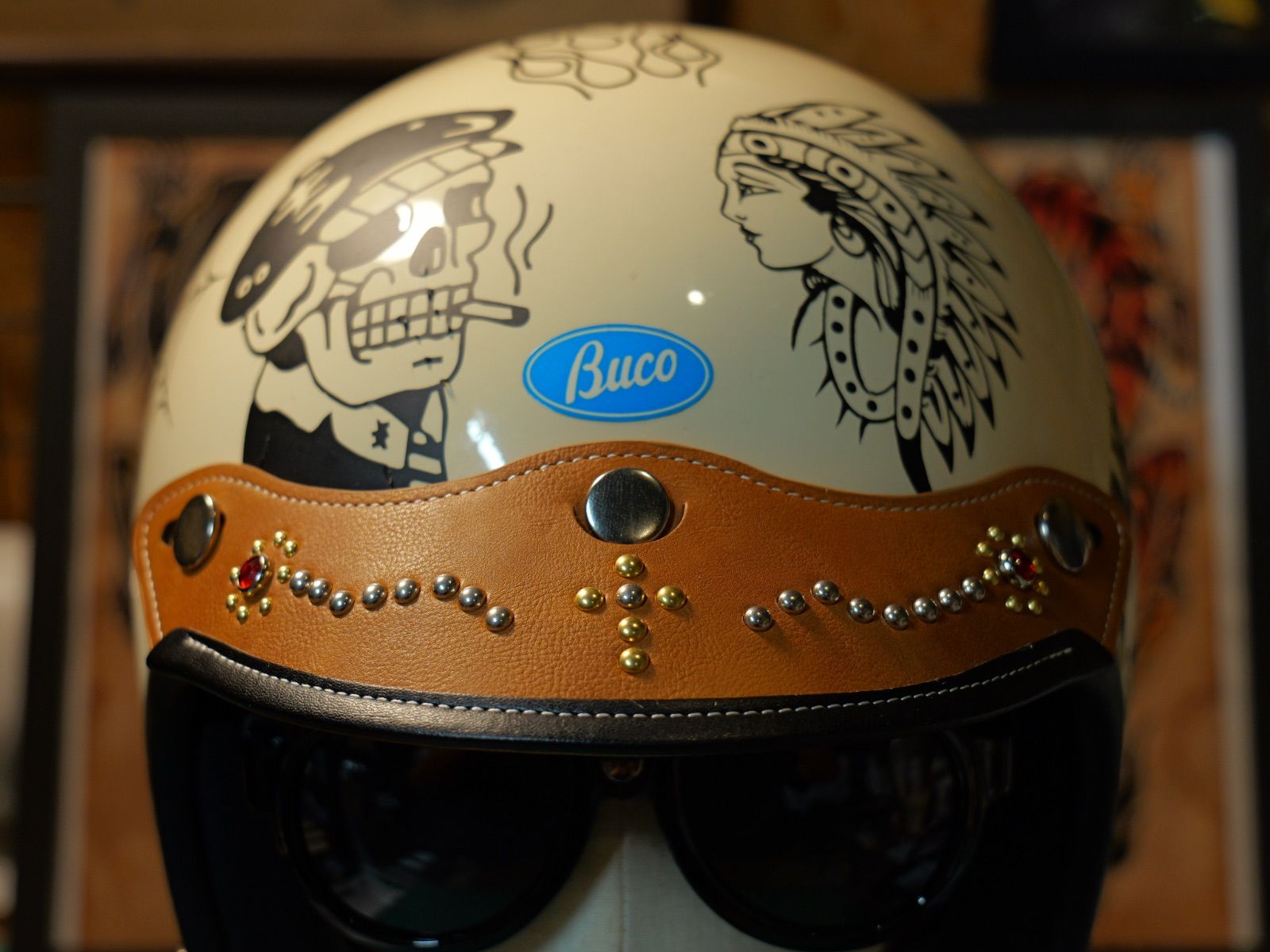 レザー　ヘルメット　バイザー　BUCO ブコ BELL ベル beetle レザー ヘルメット スタッズ バイザー BUCO ブコ BELL ベル tt&co