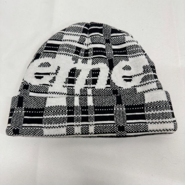 Supreme/シュプリーム【23AW】Big Logo Beanie White Plaid/ビッグ