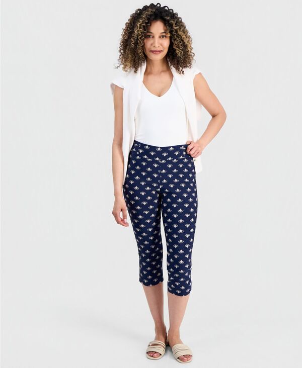 ジェイエムコレクション レディース ボトムス カジュアルパンツ プリント キャップ JM Collection Womens Printed PullOn Capri Pants Macys Excl