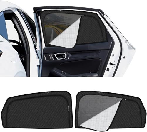 新型 シビック FL系 専用 サンシェード マグネット 後席 換気 断熱 2in1一体式 カーシェード CIVIC FL1 FL4 タイプＲ FL5型 メッシュカーテン 日除け メッシュサンシェード 日焼け防止 UVカット 遮光 日差し 紫外 37bc6de2