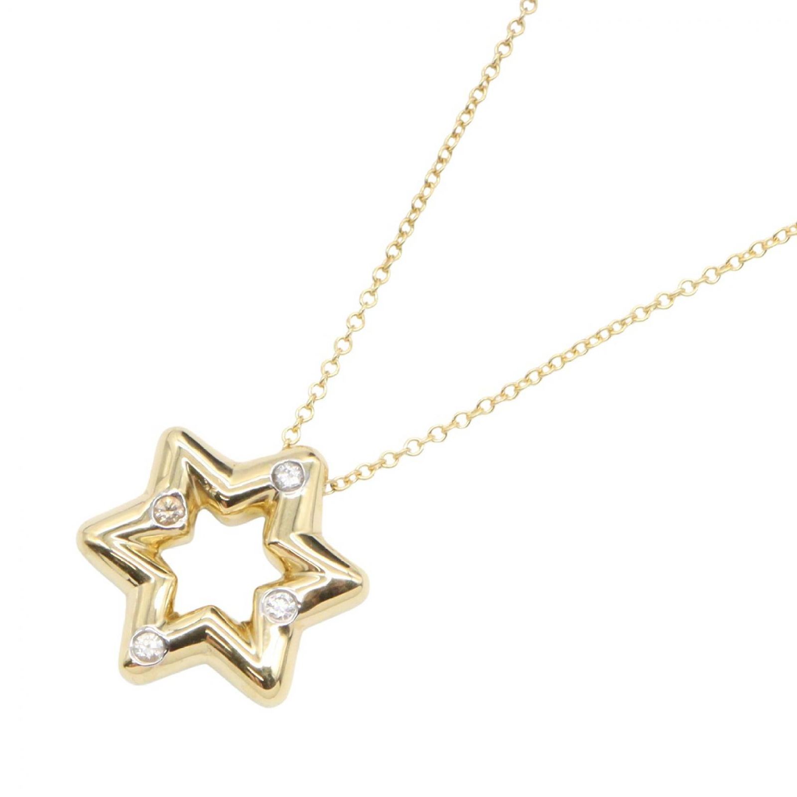 ティファニー TIFFANY＆CO ネックレス スター モチーフ 4PD ネックレス 首回41cm K18（イエローゴールド） ダイヤモンド スター モチーフ 4PD ネックレス レディース