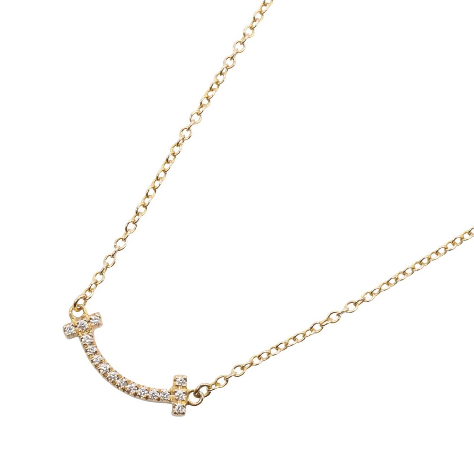 ティファニー TIFFANY＆CO ネックレス Tスマイル ミニ ネックレス ダイヤ 首回41.5/46cm K18PG（ピンクゴールド） ダイヤモンド Tスマイル ミニ ネックレス ダイヤ