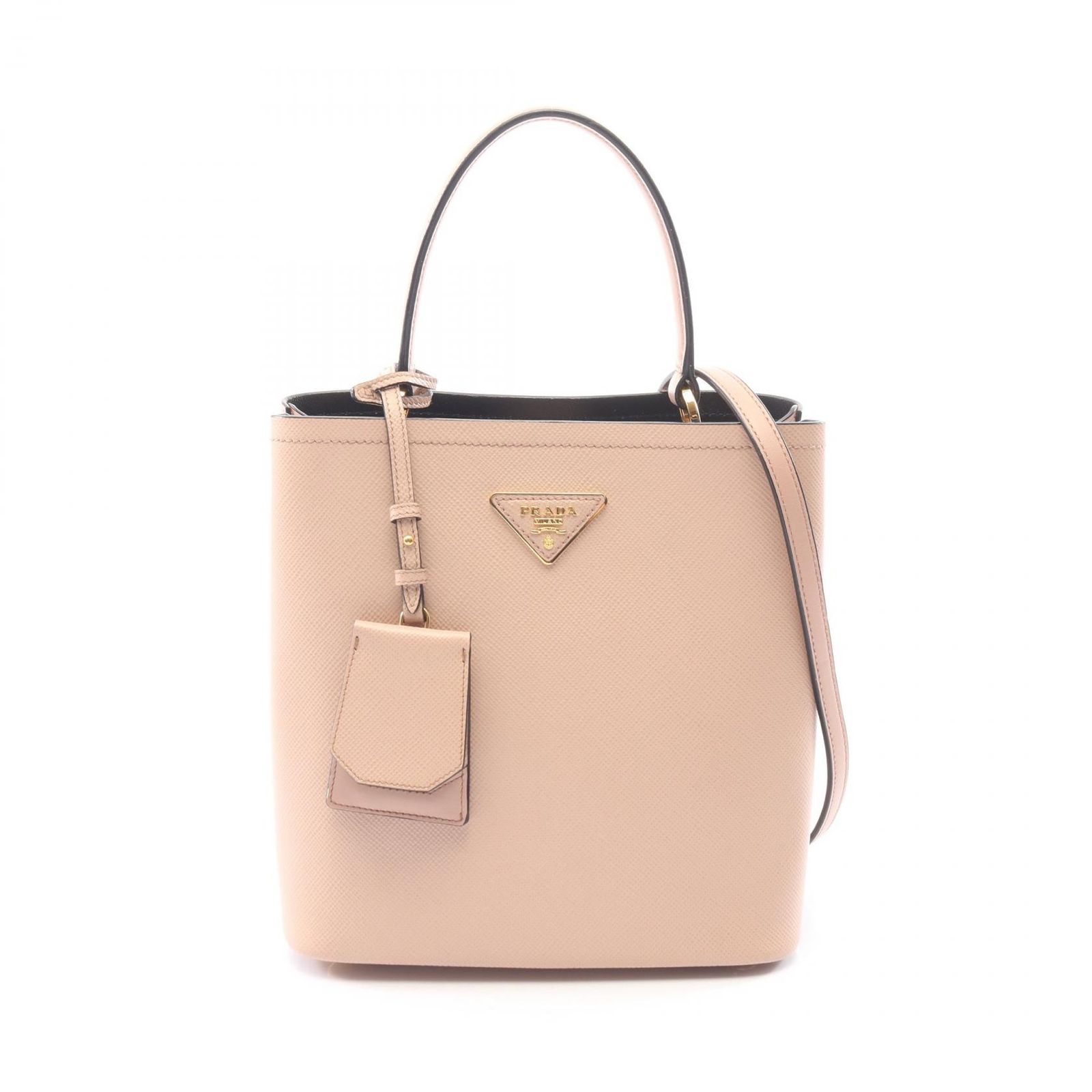 プラダ PRADA ハンドバッグ SAFFIANO CUIR C 2WAY 1BA212 ピンクベージュ サフィアーノレザー パニエ 2wayショルダー レディース Used B
