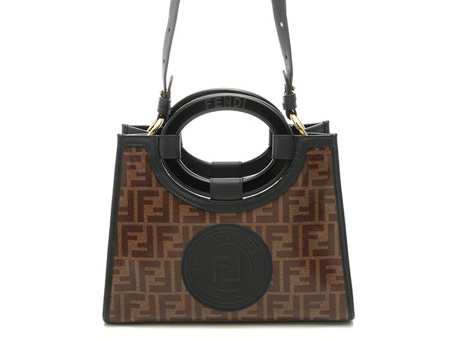 FENDI フェンディ バッグ ズッカ ラナウェイ ショッパー 8BH353 ショルダーバッグ レザー/PVC ブラウン/ブラック レディース【中古】【432】