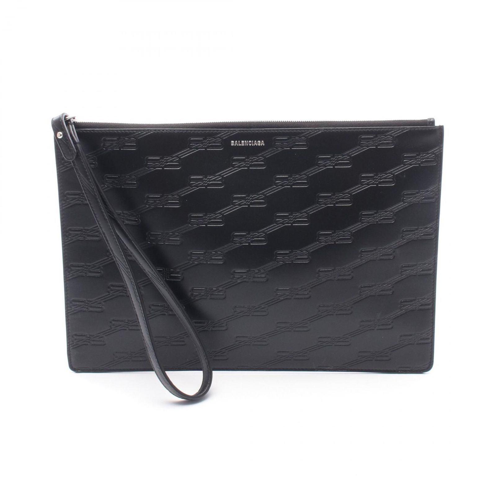 バレンシアガ BALENCIAGA セカンドバッグ クラッチバッグ BBモノグラム 717791 ブラック レザー BBモノグラム クラッチバッグ メンズ Used A