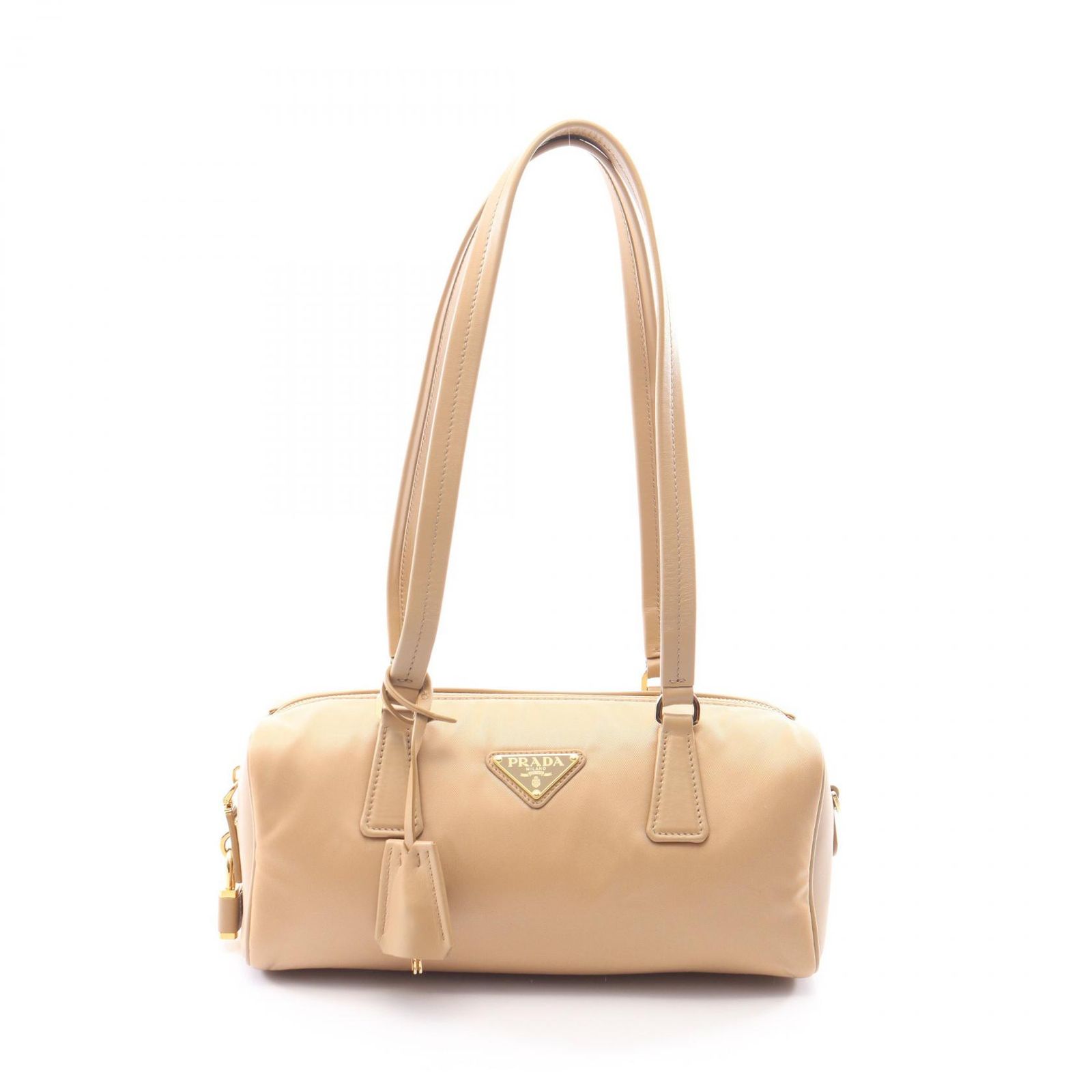 プラダ PRADA ショルダーバッグ Re-Nylon ミディアム トップハンドルバッグ 1BB127 ベージュ ナイロン レザー パドロック付 トップハンドル ミディアム レディース