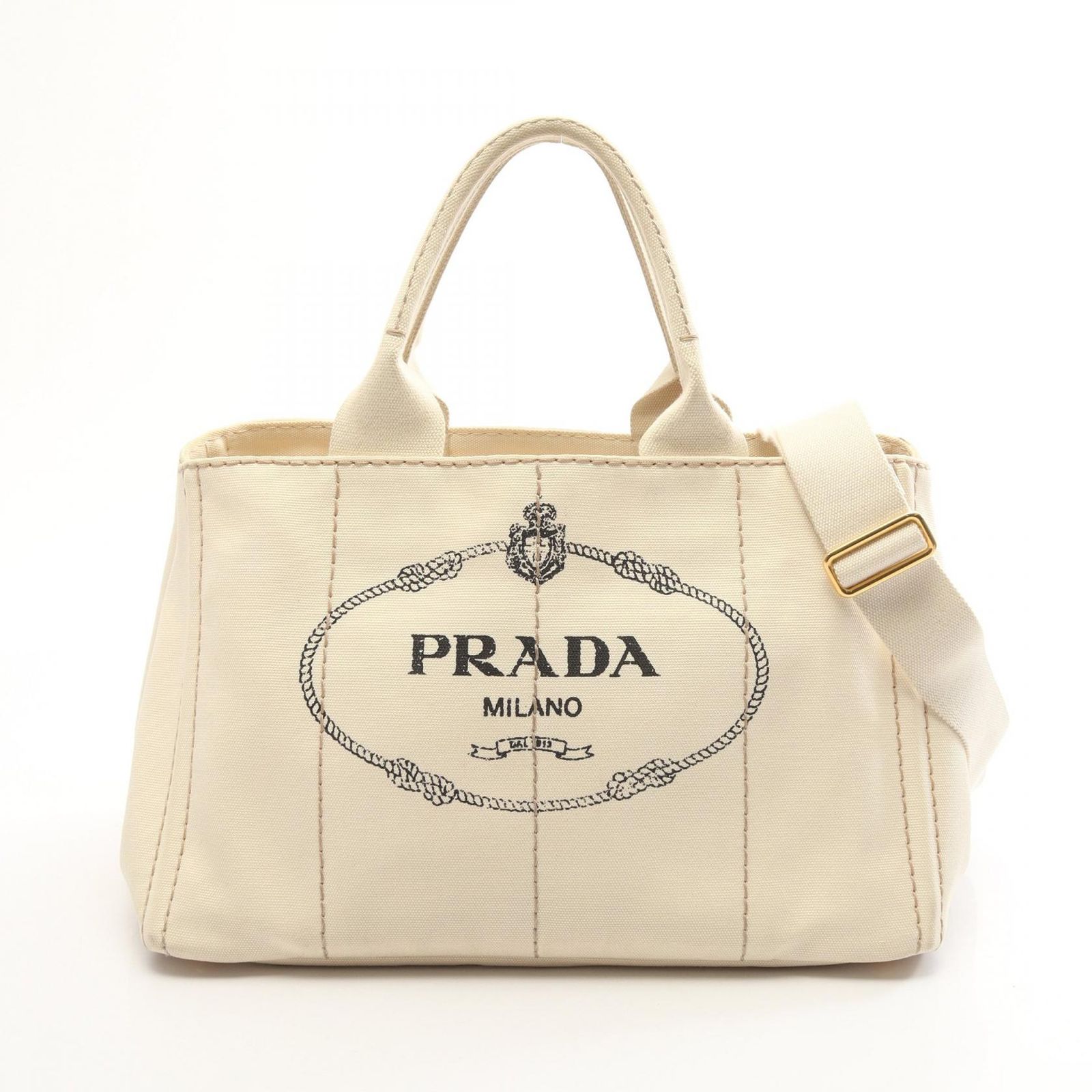 プラダ PRADA トートバッグ CANAPA カナパ アイボリー キャンバス カナパ 2wayトート レディース Used B