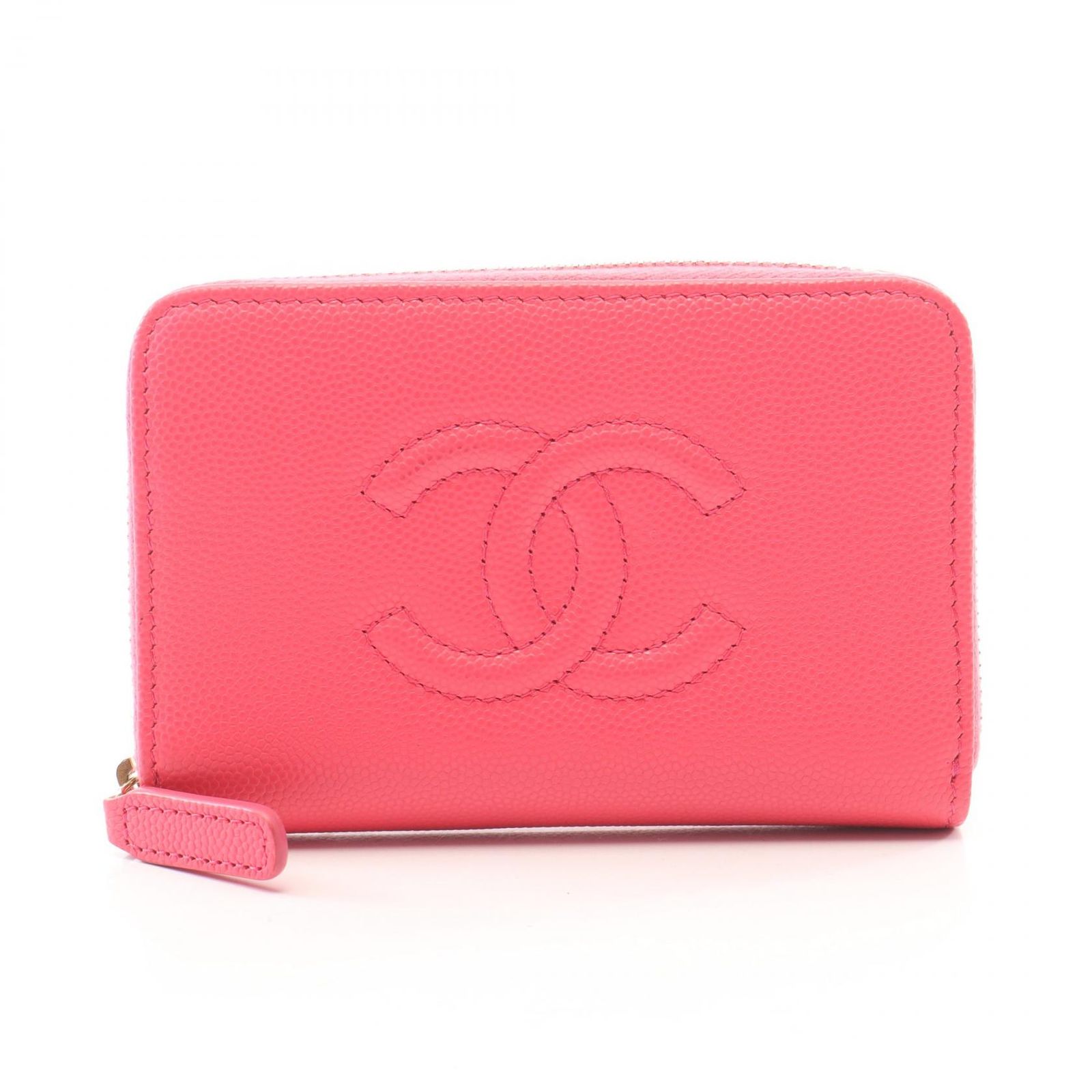 シャネル CHANEL ラウンド財布 ココマーク ピンク キャビアスキン(グレインドカーフ) ココマーク ラウンド財布 レディース Used B