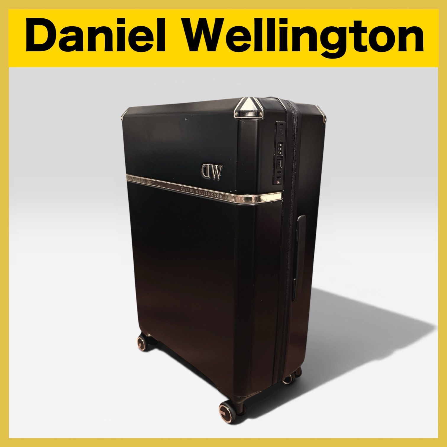 【付属品完備】Daniel Wellington スーツケース 93L 黒×ゴールド TSAロック付
