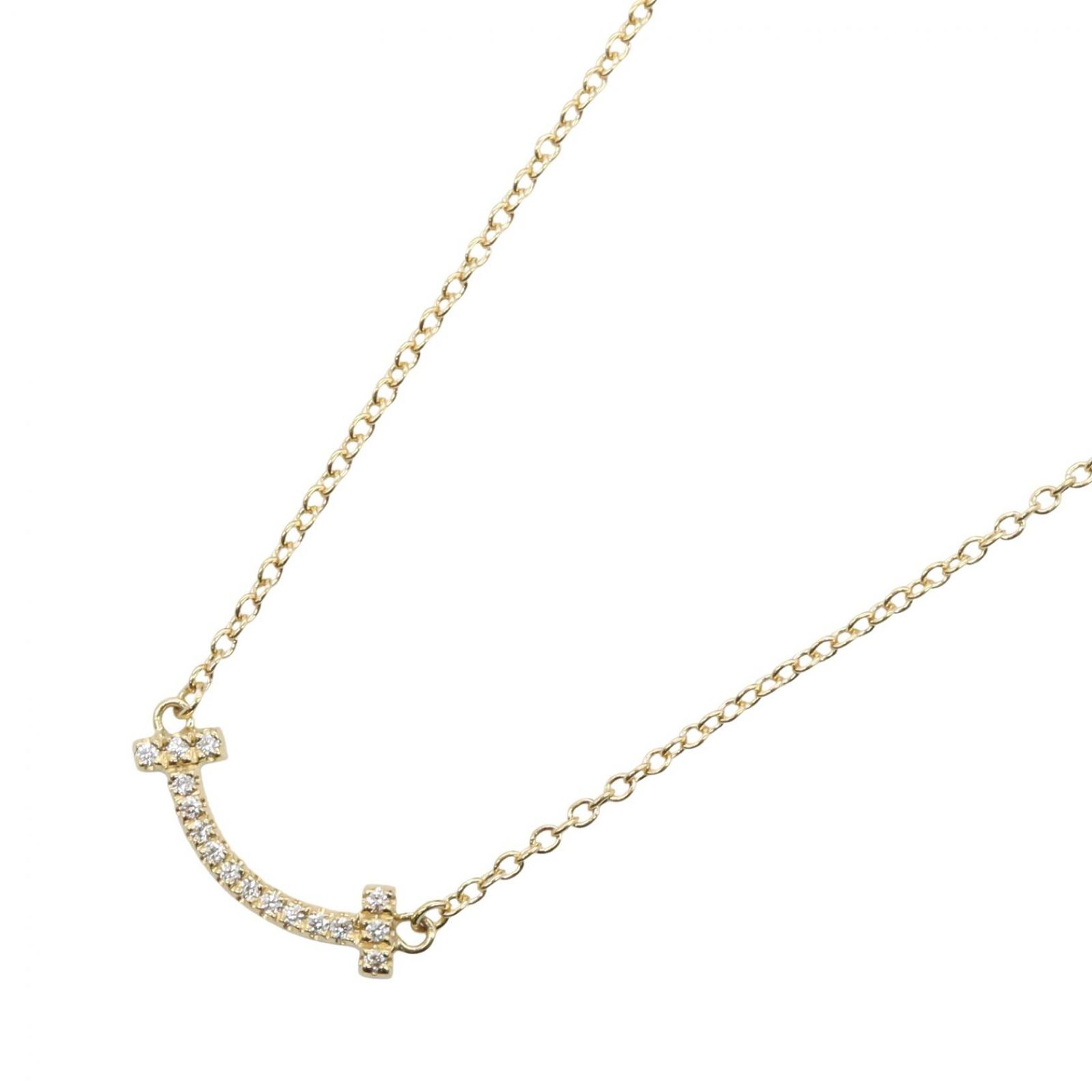ティファニー TIFFANY＆CO ネックレス Tスマイル ミニ ネックレス ダイヤ 首回40.5/45.5cm K18（イエローゴールド） ダイヤモンド Tスマイル ミニ ネックレス ダイヤ