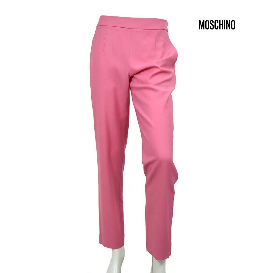 【定価￥115,000の90％OFF】MOSCHINO COUTURE【モスキーノクチュール】【レディース】レーヨン×ウールテーパードパンツ/ローズピンク【サイズ42】【イタリア製】