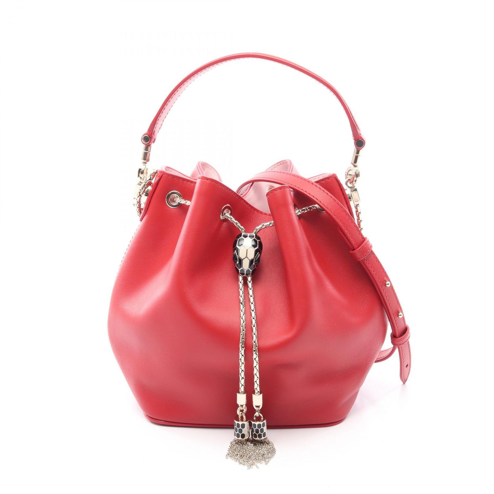 ブルガリ BVLGARI ショルダーバッグ セルペンティ フォーエバー バケットバッグ 2WAY レッド レザー セルペンティ フォーエバー バケットバッグ レディース Used A