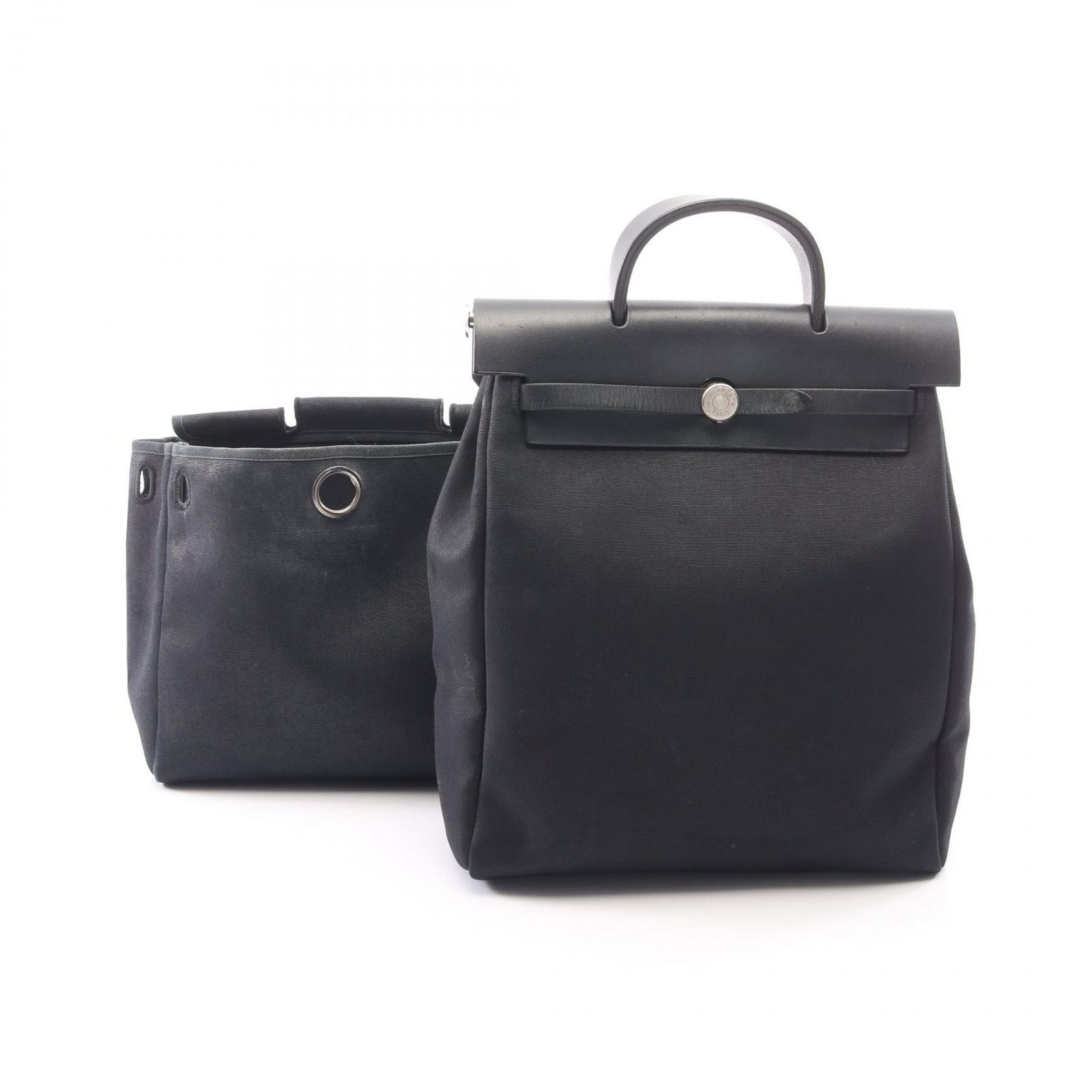 エルメス HERMES リュックサック バックパック エールバッグ アドPM ブラック キャンバス レザー エールバッグアドPM ブラック レディース Used B