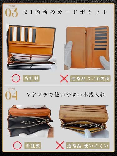 【新品】[ファブリツィオ] 財布 メンズ レディース 長財布 2つ折り マチ付き 小銭入れ 薄い 大容量 カード21枚 使いやすい イタリアン レザー 一流の革職人が作る 本革 YKKファスナー (ブルー) 03703c95