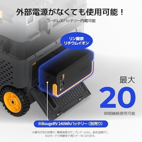 【新品】【リン酸鉄バッテリー内蔵可能】 車載冷蔵庫 40L ポータブル冷蔵庫 別売りバッテリーで【最長 28 時間連続稼働】 -20℃?20℃ 2室個別温度設定 APP遠隔操作 IPX4防水 AC100V/DC12V/24V 省エネ 静音 2 12a68882