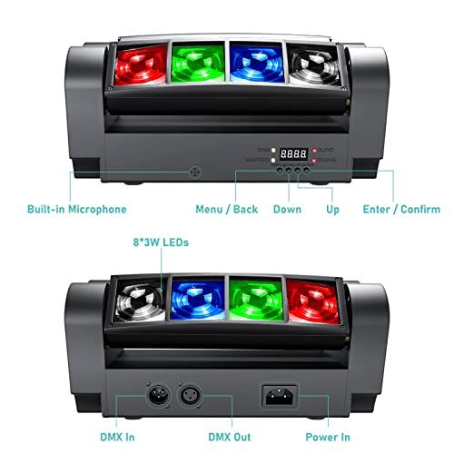 【新品】ステージライト 8x3W RGBW LED 舞台照明 ディスコライト ステージ照明 DMX512 7/13CH DJ disco light for party 回転可能 高輝度 音声連動 舞台/演出/結婚式/パーティー/カラオケ/ク 1b73653b
