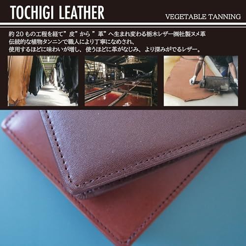 【新品】栃木レザー 財布 メンズ 二つ折り マチ付き 本革 日本製 革製コースター付き 札入れ 多収納 TGS-5533 (black) 9f7c0aed