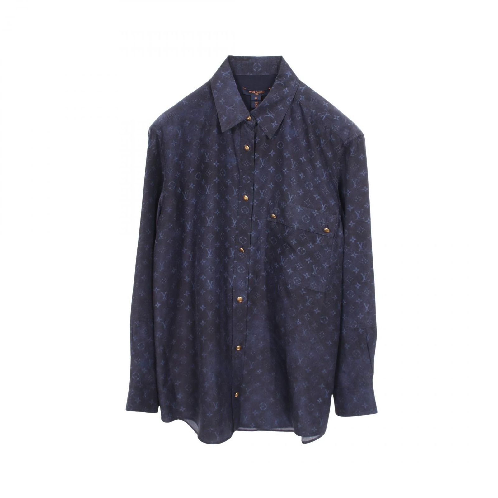 ルイ・ヴィトン LOUIS VUITTON モノグラム 総柄 長袖 RW231W OY5 FOBL01L シルク シャツ レディース Used A