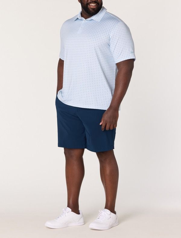 リーボック メンズ トップス ポロシャツ プリント ミニ トール Reebok Big Tall Mini Geometric Print Performance Polo Shirt Ice Blu