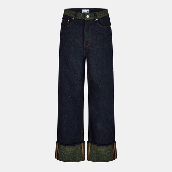 ガニー レディース ボトムス デニムパンツ ワイドレッグ ジーンズ Ganni Womens Twill Cuff Wide Leg Jeans Phantom