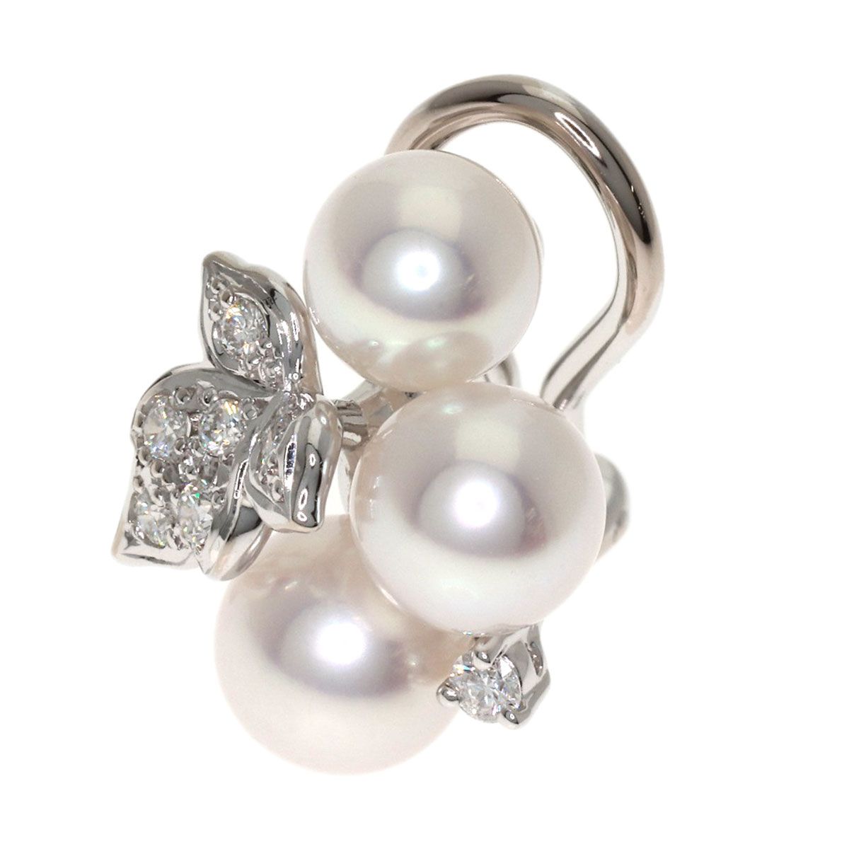MIKIMOTO ミキモト パール 真珠 ダイヤモンド 片方のみ イヤリング K18WG レディース [中古]