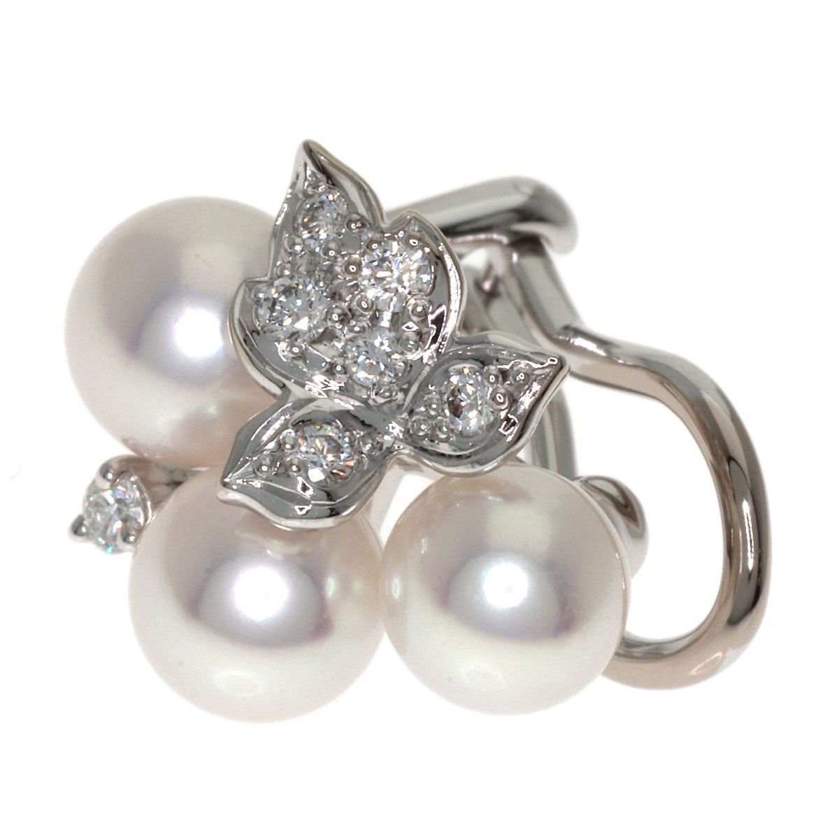 MIKIMOTO ミキモト パール 真珠 ダイヤモンド 片方のみ イヤリング K18WG レディース [中古]