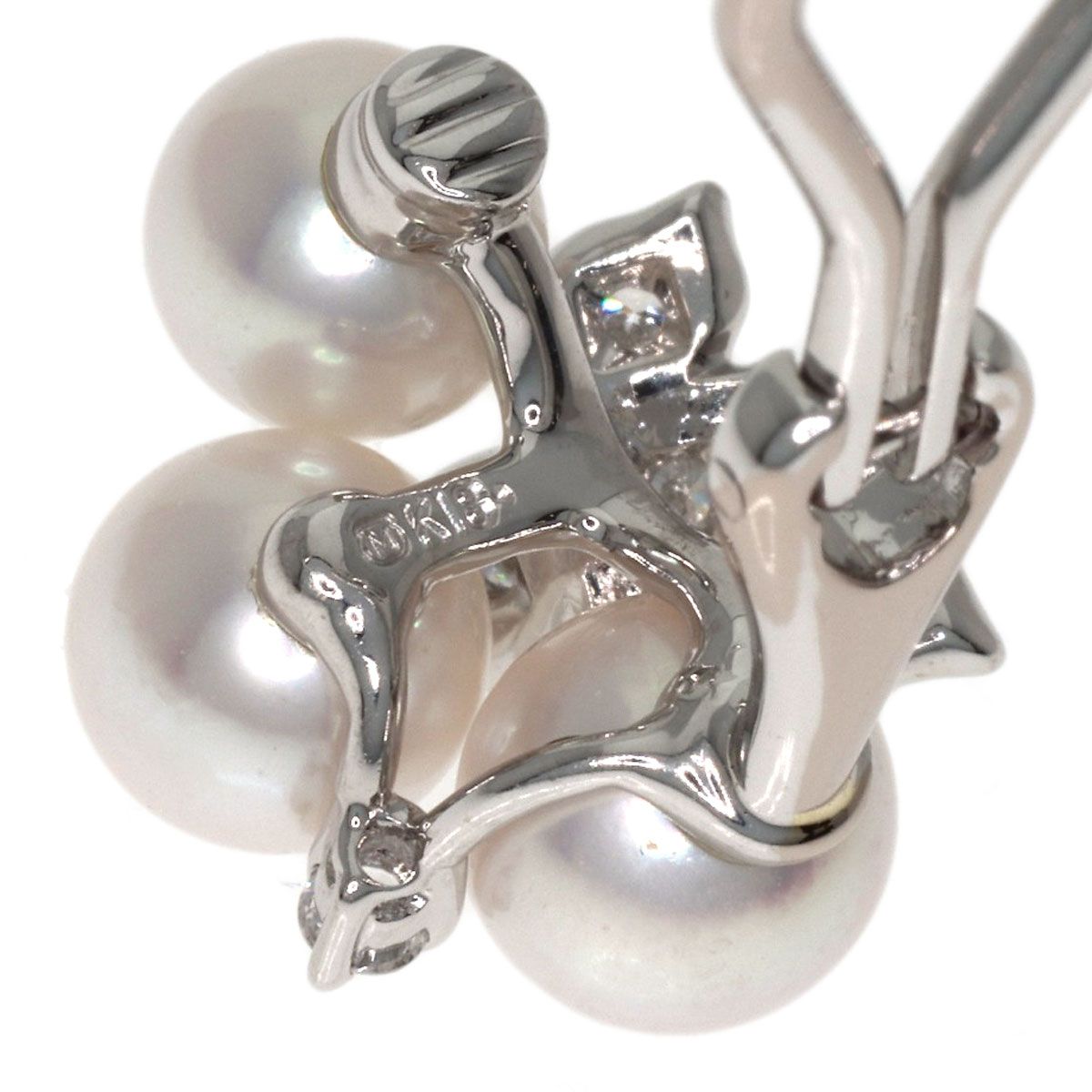 MIKIMOTO ミキモト パール 真珠 ダイヤモンド 片方のみ イヤリング K18WG レディース [中古]