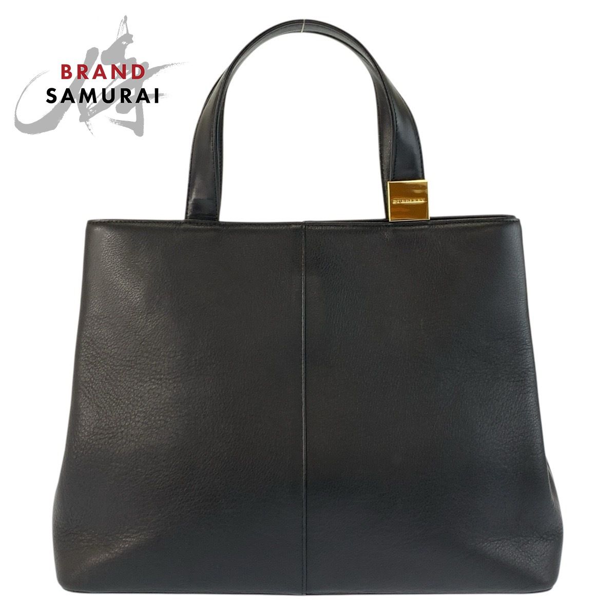 美品 BURBERRY バーバリー 中チェック柄 ブラック 黒 ゴールド金具 レザー ハンドバッグ トートバッグ レディース 602786【中古】