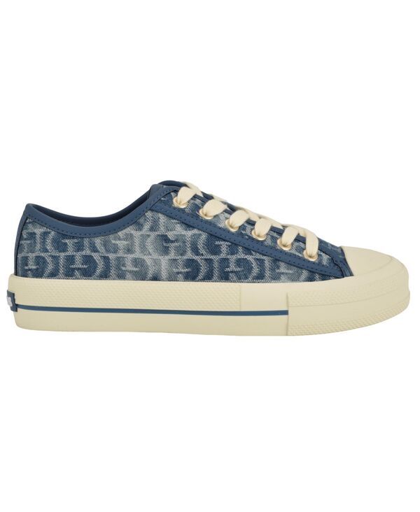 ゲス レディース シューズ スニーカー レース ロゴ GUESS Womens Carey Jacquard Logo LaceUp Sneakers Blue Denim Logo デニム
