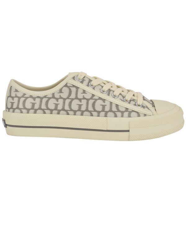 ゲス レディース シューズ スニーカー レース ロゴ GUESS Womens Carey Jacquard Logo LaceUp Sneakers Gray Logo グレー