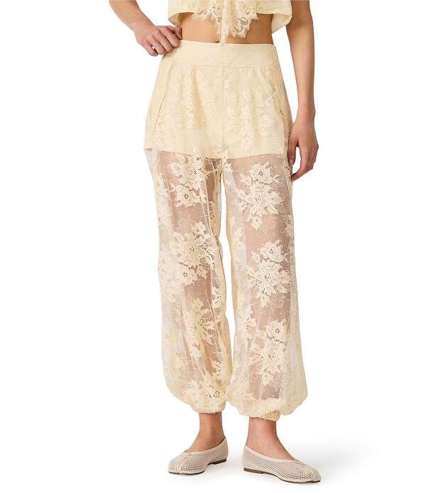 スティーブ マデン レディース ボトムス カジュアルパンツ ワイドレッグ レース Steve Madden Faya Lace High Rise Balloon Wide Leg Pants Tro