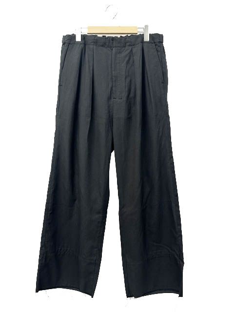 ANCELLM アンセルム 26SS L/C TUCK EASY PANTS BLACK カットオフ トラック イージー スラックス パンツ ANC-PT150 2 黒ブラック ブランド古着ベクトル 中古■260620