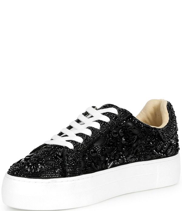 ベッツィジョンソン レディース シューズ スニーカー プラットフォーム Blue by Betsey Johnson Reily Rhinestone Platform Sneakers Black