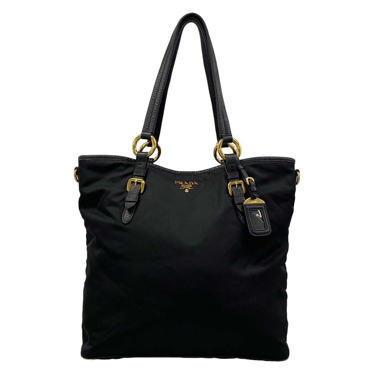 PRADA(プラダ) トートバッグ - 黒 革タグ レザー