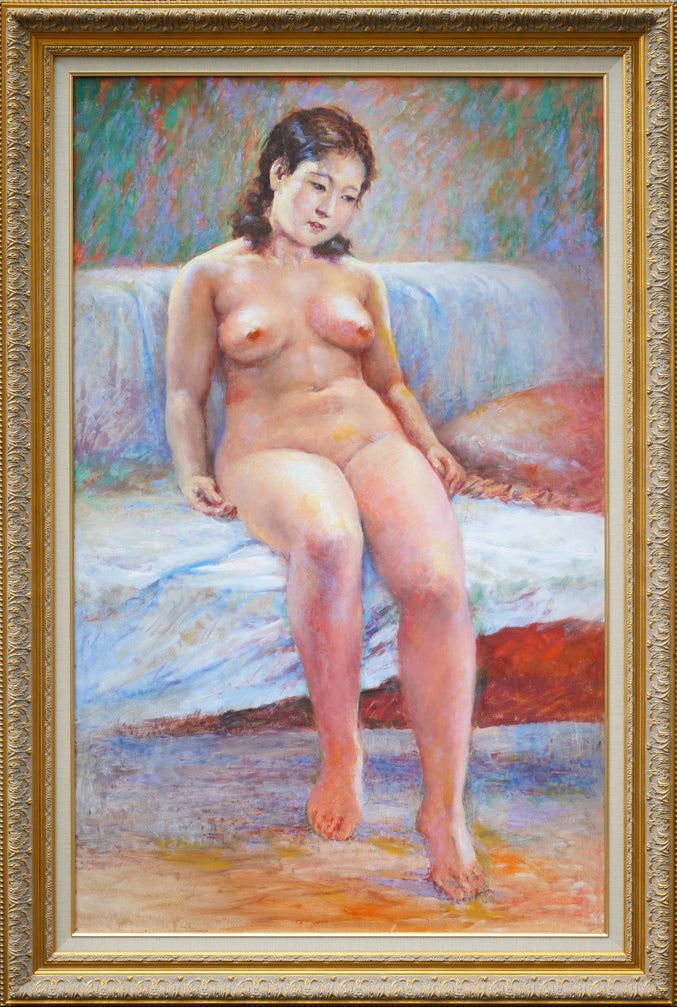 宮田　清「裸婦」油絵・変形80号　林竹治郎に師事　太平洋画会研究所で中村不折、満谷国四郎、石川寅治ら指導　小竹美術　真作保証