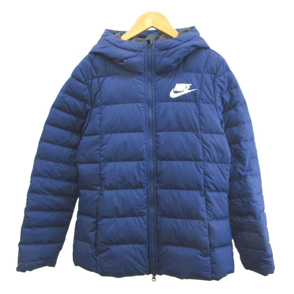 Nike ダウンジャケット L 青・白 ナイキ NIKE ダウンジャケット 上着 L 青 ブルー フード付き 無地 長袖