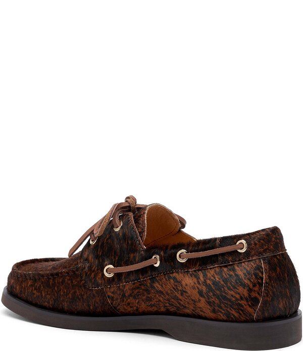 マークノーラン メンズ シューズ アニマル柄 プリント キャップ Marc Nolan Mens Capri Animal Print Pony Hair Boat Shoes Brown ブラウン