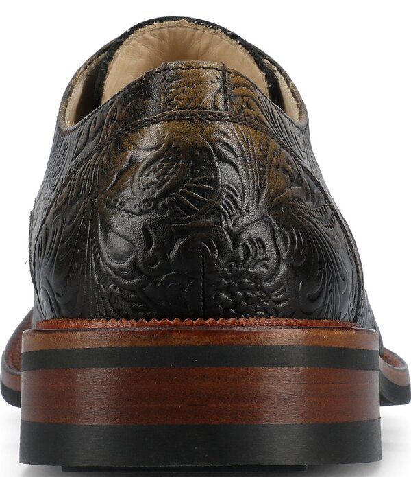 タフト メンズ シューズ フラワー柄 オックスフォード キャップ レザー フラワー Taft Mens Romembossed Floraleather Cap Toe Oxfords Oro Vie