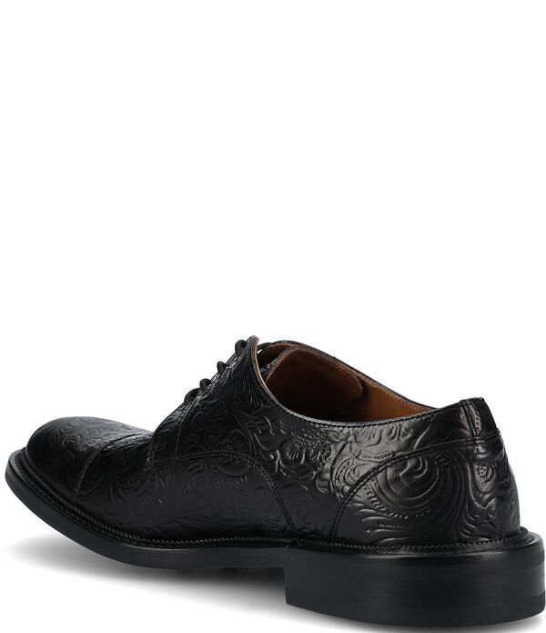 タフト メンズ シューズ フラワー柄 オックスフォード キャップ レザー フラワー Taft Mens Romembossed Floraleather Cap Toe Oxfords Noir Vi