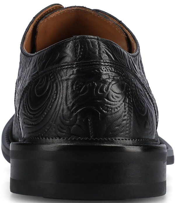 タフト メンズ シューズ フラワー柄 オックスフォード キャップ レザー フラワー Taft Mens Romembossed Floraleather Cap Toe Oxfords Noir Vi